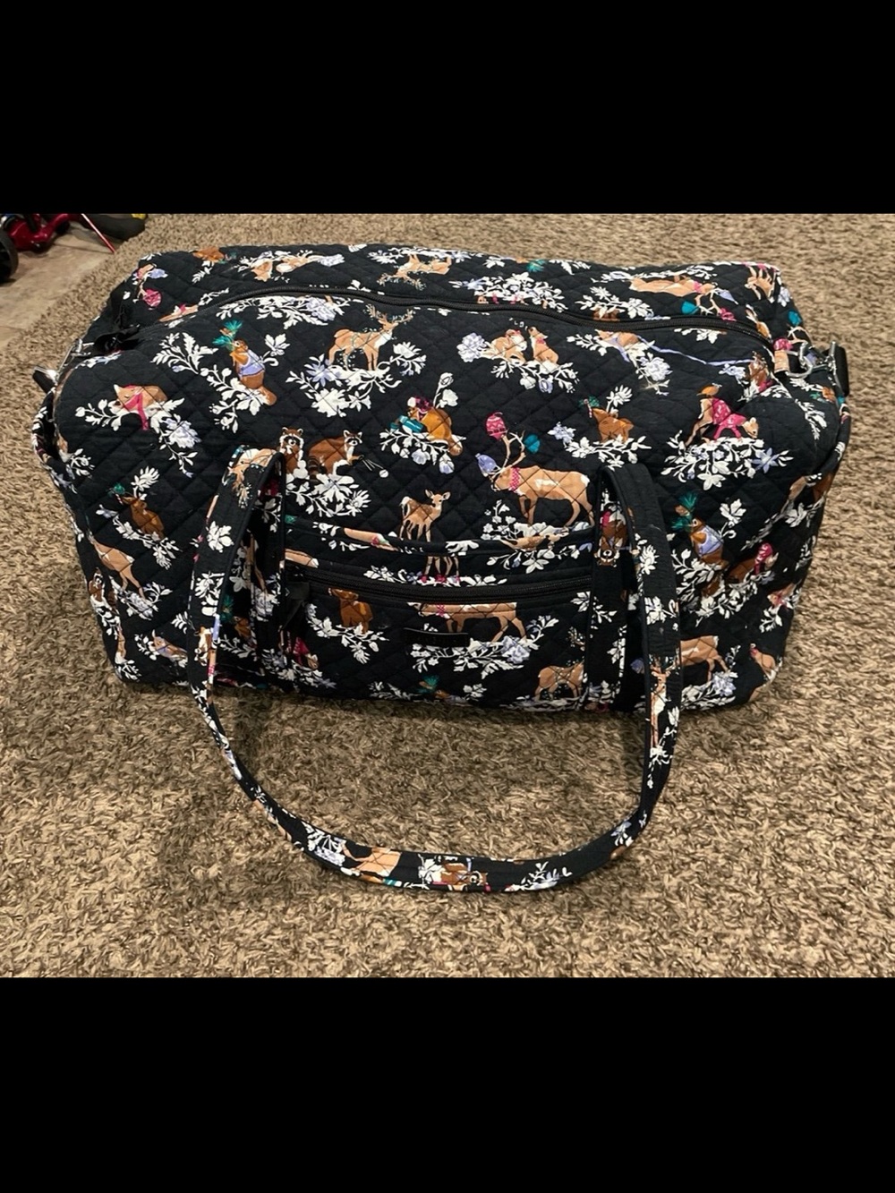 Vera Bradley large quilted duffel bag in merry mischief
